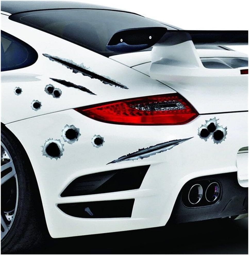 Union TescoPack of 4 Bullet Scratch Holes,DIY Fake Bullet Holes Scratch,Removable Stickers Decals for Cars