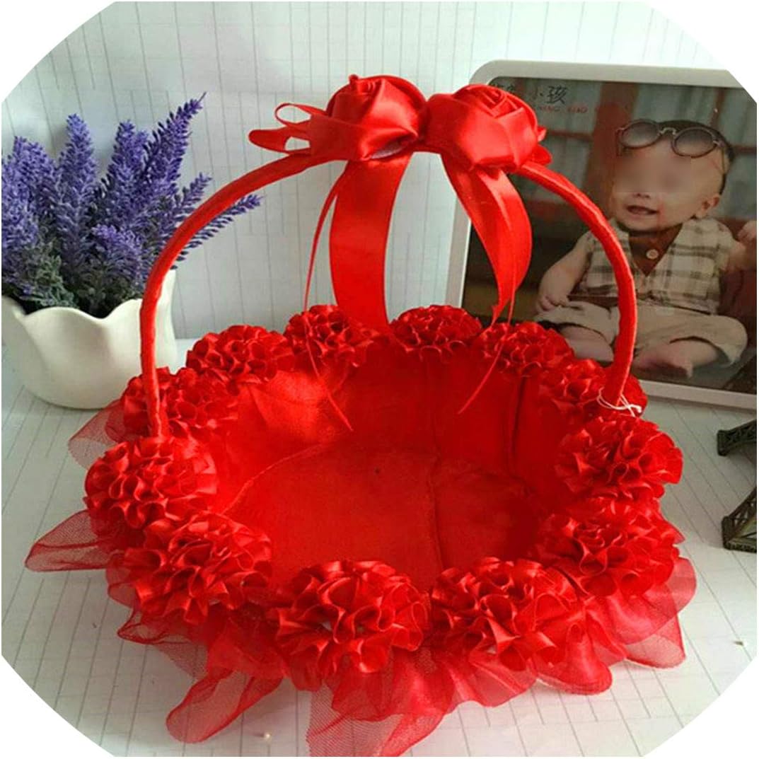 red and white flower girl baskets