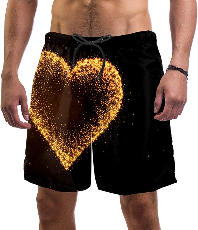 DEYYA Traje de baño para hombre con purpurina dorada y fondo negro, con