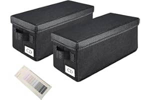 Salajory CD Storage Boxes - 2 Pack CD Storage Case - 14.2" x 6.3" x 5.5", Holds 34 Blue-ray, Desktop or Closet CD Case Holder, Can Also Store DVDs | Papers | Cards | Clothing