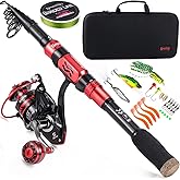 Sougayilang Fishing Pole with Spinning Reel Portable Fishing Rod Reel Combos