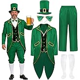 HTPARY Green Leprechaun Men Costume St. Patrick's Day Costume Green Irish Paddys for Adult