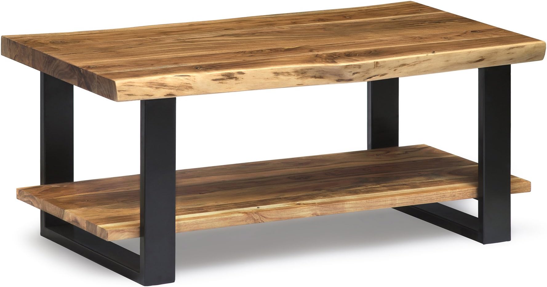 Alpine Live Edge Solid Wood Rectangle Coffee Table, Natural