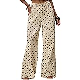 MakeMeChic Women's Polka Dots Wide Leg Jeans Mid Waist Denim Pants with Pocket