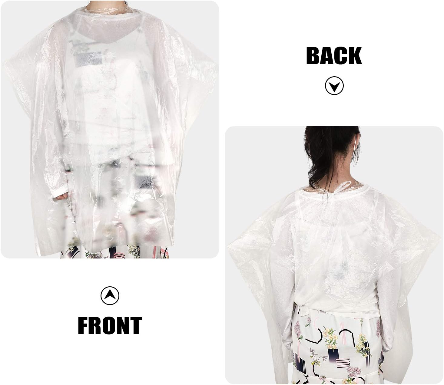 200 Pieces Disposable Barber Haircut Cape Transparent Waterproof Hair Styling Salon Cape Hairdressing Apron Hairdresser Smock Household Salon Cloak - Image 4