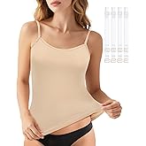 iMucci Camisole Tops for Women Double Lined Spaghetti Strap Tank Top with Adjustable Nude and Clear Bra Straps Silicone Pads