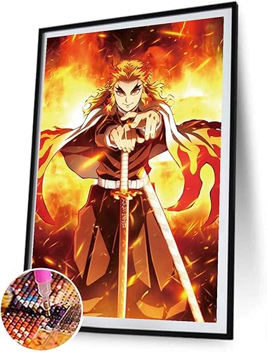 Amazon ダイヤモンドアート 鬼滅の刃 煉獄杏寿郎 絵画キット 刺繍キット 初心者向け きめつのやいば 描画ツールキット ダイアモンドビーズ絵画 Diy アートワーク 家の壁の装飾工芸品ギフト絵画 ホームの装飾 刺しゅうキット 通販