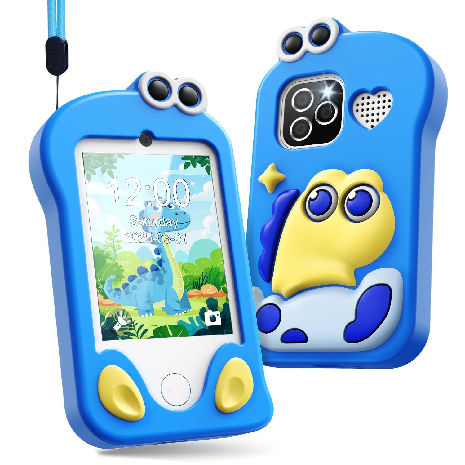 Usteetic Kids Smart Phone Toy with 32GB Card for Boys & Girls, Toddler Learning & Travel Gift for Ages 3 4 5 6 7 8, 2.8" Touchscreen, Dual Cameras, Games, Music, Christmas & Birthday Present