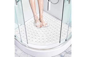EXGUEACK Corner Shower Mat Non Slip, 27.5"x27.5" Anti Slip Mat for Corner Shower, Triangle Bathtub Mats with Suction Cups, Co