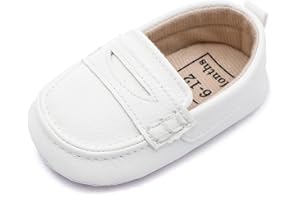 Moceen Infant Baby Boys Loafers Soft Sole PU Leather Toddler Moccasins Girls First Walking Crib Dress Shoes