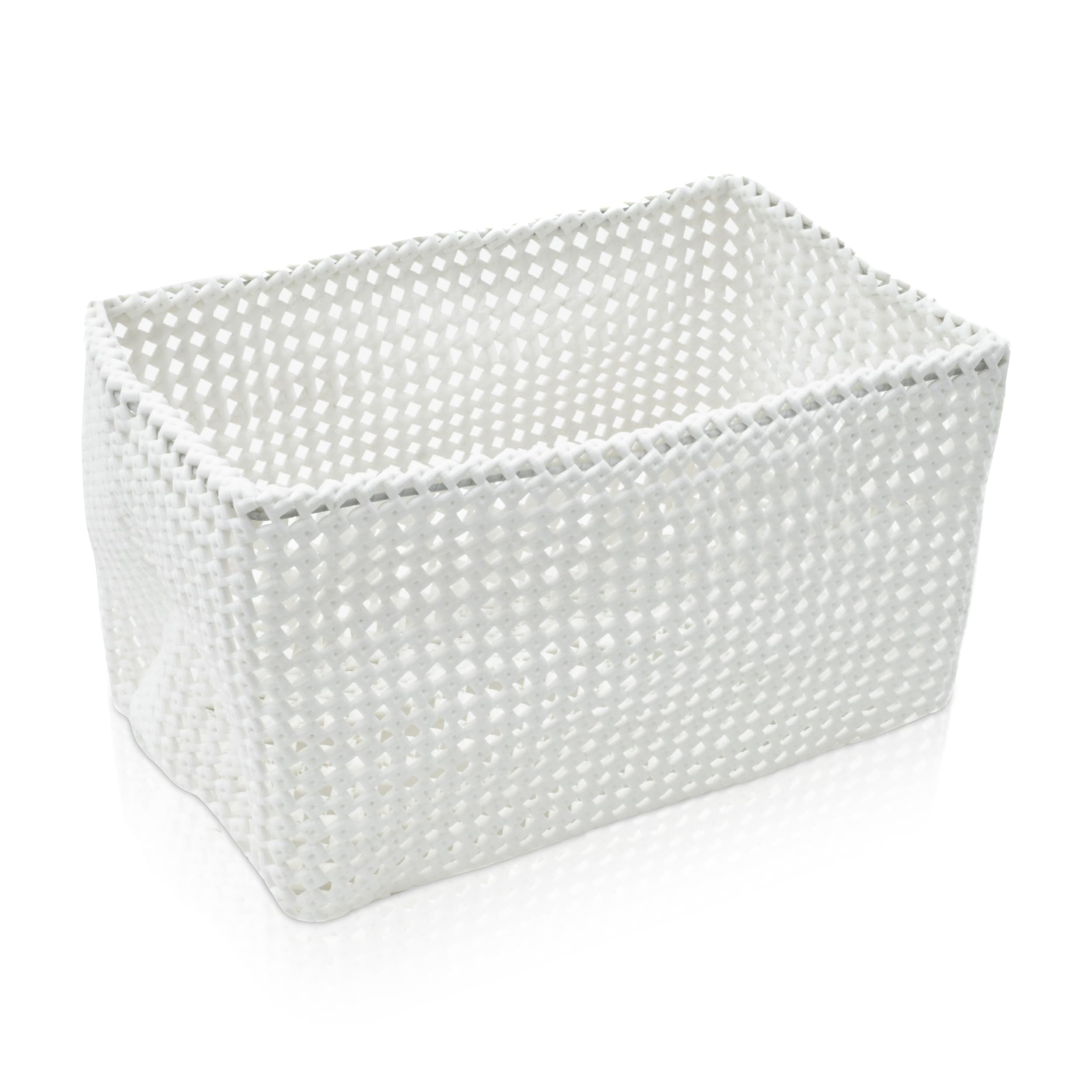 move Tube Rectangular Basket 16, 5 x 28 x 18 cm Made From Flexible Mesh, Off White