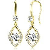 Gold Dangle Earrings for Wome 14K Gold Drop Earrings for Women Earring Minimalist Aesthetic with Cubic Zirconia Dangle Drop Earring