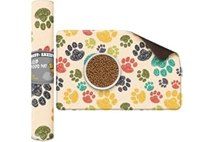 Rest-Eazzzy 30" x 18" Dog Food Mats for Floors Waterproof, Anti-Slip Dog Mat for Food and Water, Large Pet Feeding Mats for Dogs & Cats, Dog Bowl Mat Prevents Spills, Easy Clean, Multipattern