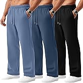 Evervibe 3 Pack Men's Big and Tall Sweatpants Athletic Workout Lounge Pants Plus Size Drawstring Joggers with 3 Pockets