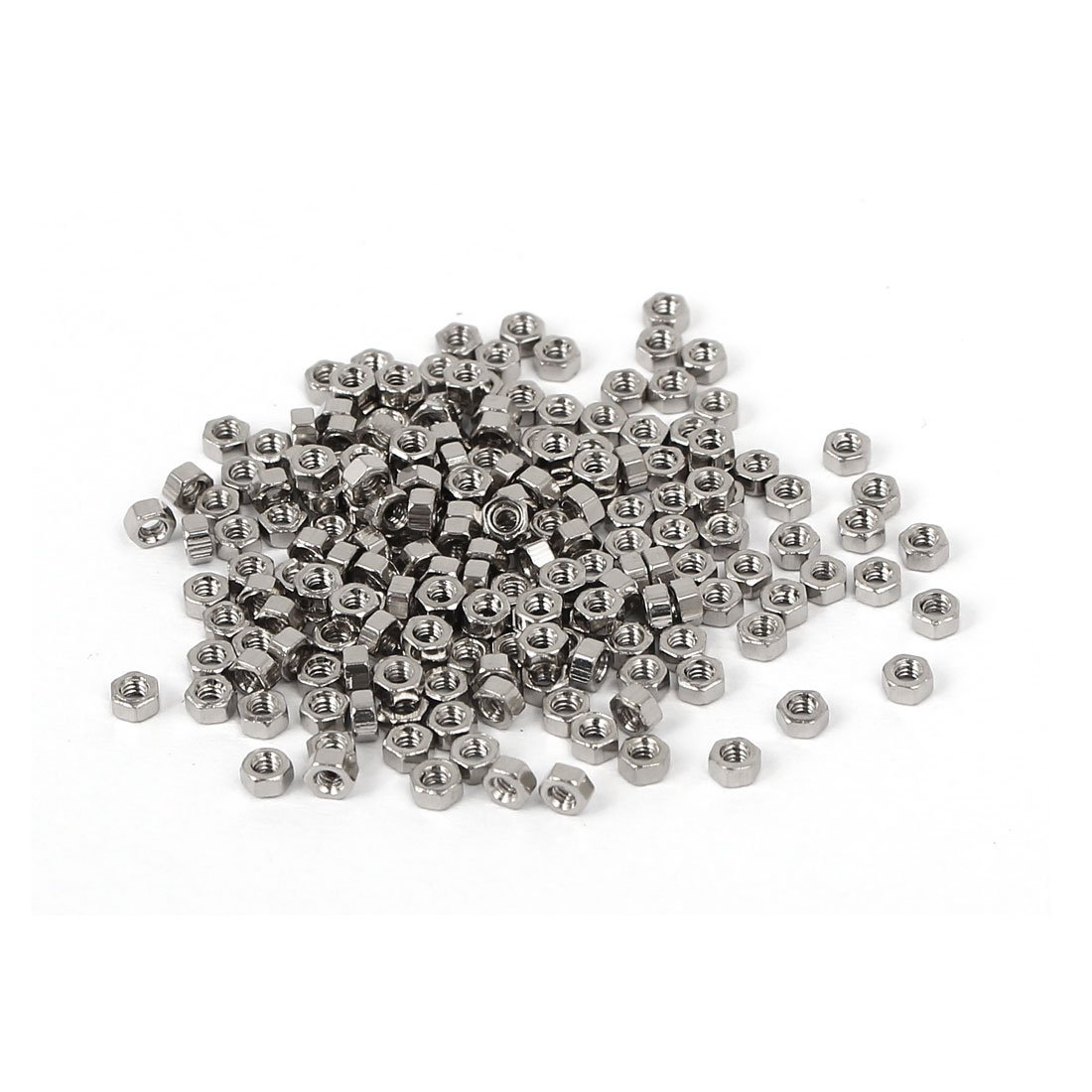 Sourcingmap M1.4 x 1.5mm Nickel Plated Hexagon Hex Nuts Fasteners Silver Tone 200PCS