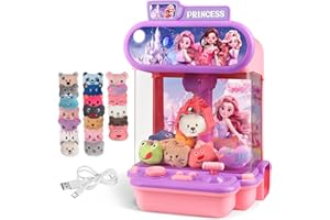 TINGINGYULI Claw Machine for Kids, Mini Vending Machines with 20 Plush Toys for Girls, Electronic Arcade Game with Candy Grabber Prize Dispenser for Parties & Gifts