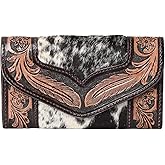 Merbaa Women's Western Leather Rustic Rose Boohoo Buckaroo Trifold Handmade Hand Wallet - Stylish and Functional Cowhide Clutch
