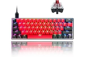 Guffercty kred Sk61 60% Mechanical Keyboard Linear Red Switch Hot Swappable 60 Percent RGB Wired Gaming Keyboard with Backlit PBT Keycaps Type-C for Win/PC/Mac (Gateron Optical Red, Milan)