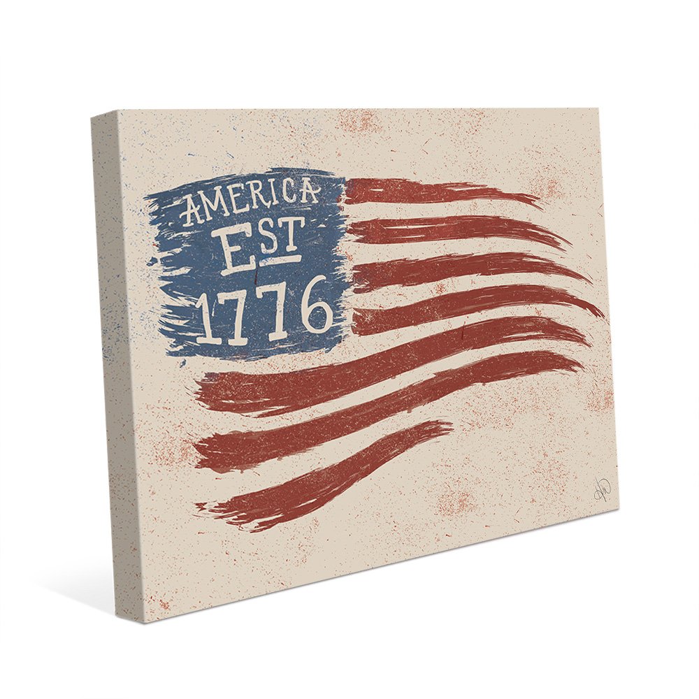 キャンバス 1776 8x10 Amxcan08x10sxx B01loua586 Since 8x10 Distressed揺れるアメリカ国旗壁アートプリント ベビールームウォールステッカー 激安通販新作