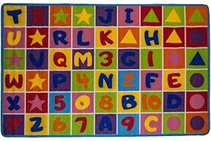 MYBECCA Kids Rug Numbers and Letters Area Rug 5x7 (Approx : 4'11" X 6' 10") Non Slip Gel Backing