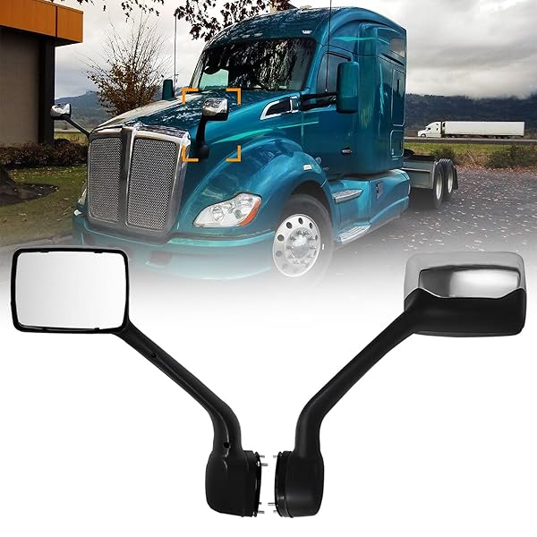 STERLIX CHROME HOOD MIRROR FOR KENWORTH T680 PETERBILT...