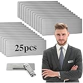 25 Pack Blank Magnetic Name Tags 304 Stainless Steel Durable DIY ID Name Badges Kit with Personalized Strong Magnet Office School Supplies 1" X 3" Sliver