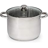 Ecolution Pure Intentions Stainless Steel Stock Pot/Stockpot with Tempered Glass Steam Vented Lid, 8-Quart