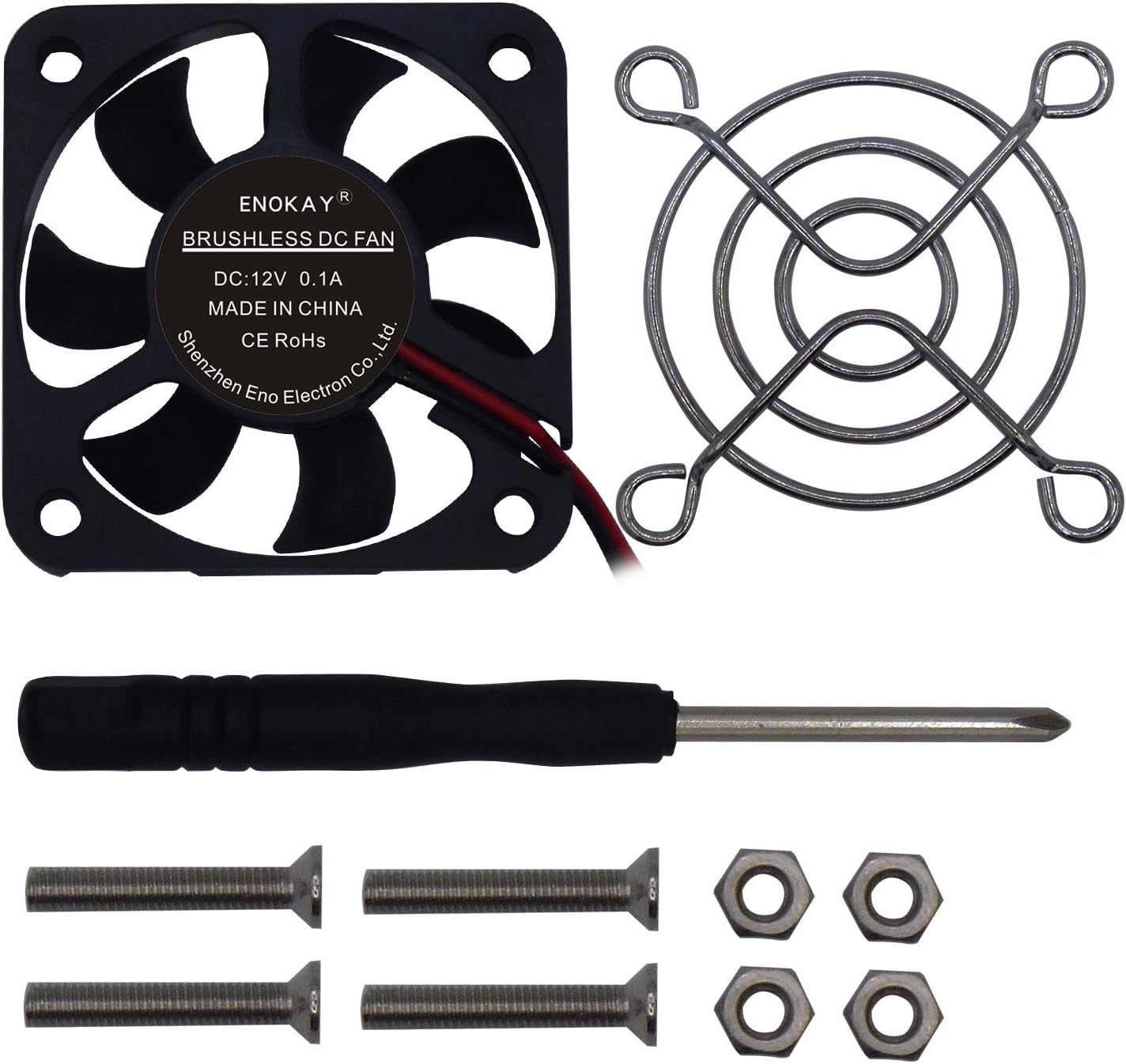 Enokay DC 12V 0.1A 40mm x 40mm x 10mm 4CM Bearing Small Brushless 3D Printer Cooling Fan for Hotend Extruder Heatsinks Makerbot MK7 MK8 CPU Chip Arduino