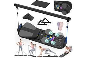 LAZOLLOA Pilates Board Pilates Reformer Set for Women, 7 in 1 Foldable Pilates Equipment with Timer, Portable Pilates Machine for Home Workout, Fitness, Exercise, Ab, Core