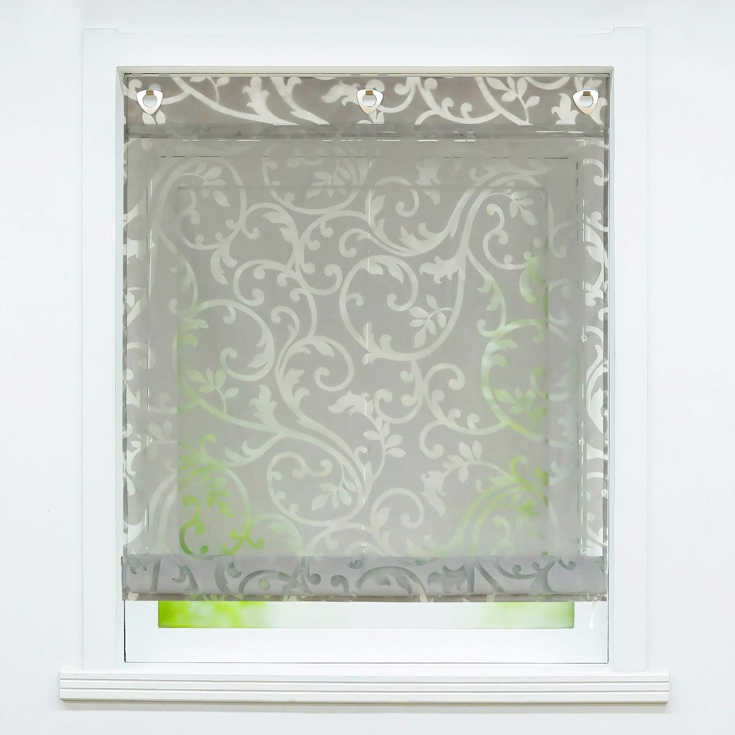 Yujiao Mao Voile Raffrollo – Transparent Mit Kontrastkanten | Tunnelzug, 100% Polyester