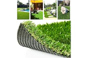 Petgrow Deluxe Realistic Artificial Grass Turf 3.3FTX5FT, 70 oz Face Weight /Drainage Holes / Rubber Backing, Indoor Outdoor Pet Faux Synthetic Grass Astro Rug Carpet for Garden Backyard Patio Balcony