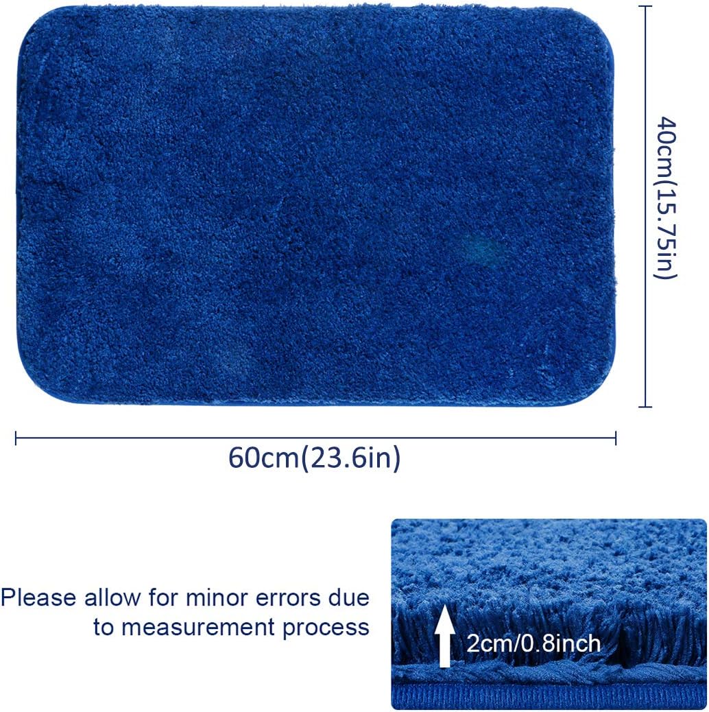 40 X 60cm 15 75 X 23 6inch Vlikeze Plush Non Slip Bath Mat Microfiber Bath Rug Floor Mat Ultra Soft Washable Bathroom Dry Fast Water Absorbent Bedroom Area Rugs Kitchen Rugs Non Skid Blue Home