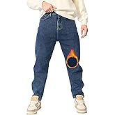 Blukraf Fleece Lined Jeans for Men with Black Stretch Denim in Winter Warm Pants and Baggy Jeans Mens Flannel Lined Jeans