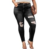 LALAGEN Women 2026 Plus Size Skinny Jeans Stretchy High Waisted Ankle Jean Destroyed Ripped Denim Pants 1X-5X