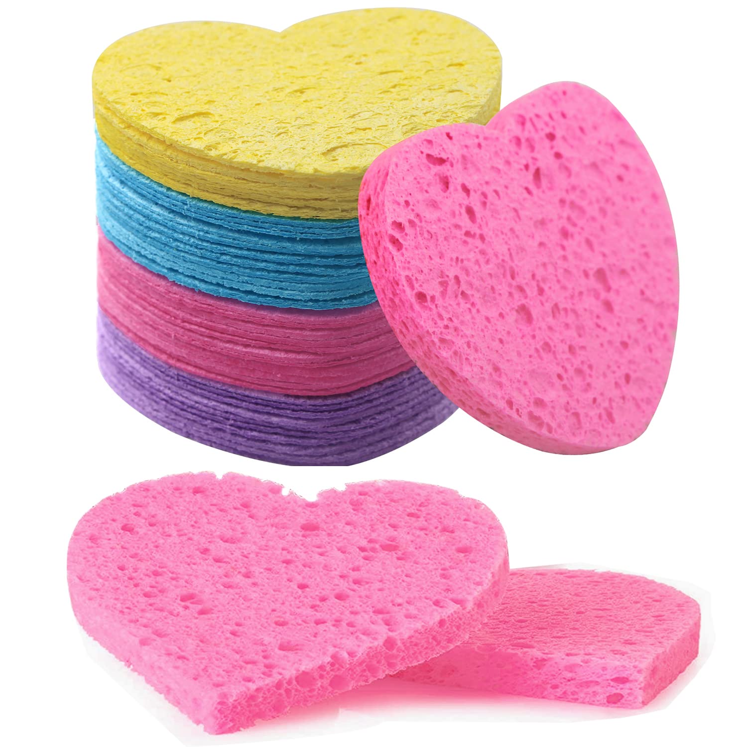 50-Count Facial Sponges Compressed, 100% Natural Cellulose Face Sponge Professional Cosmetic Spa Sponges for Face Cleansing, Exfoliating Mask, Makeup Removal for Travel and Home, Mixed — image 1