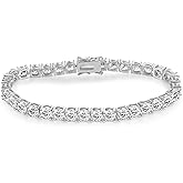 GEMSME 5MM Tennis Bracelet for Women Men, 18K White/Yellow Gold Plated 5.0mm Round Cubic Zirconia Classic Tennis Bracelet