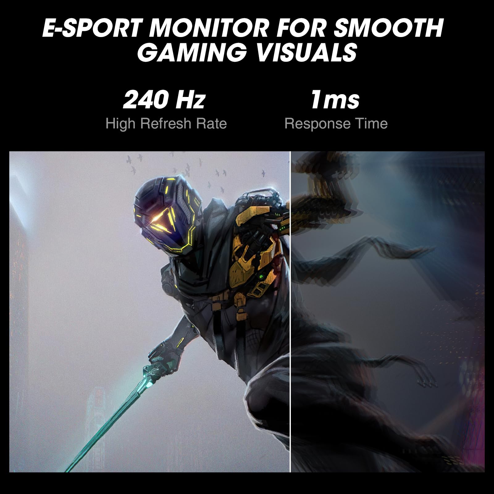 KOORUI Gaming Monitor 27 Zoll, PC Bildschirm 240Hz, FHD, 1ms, Adaptive Sync (1920 x 1080p, DCI-P3 90%, SRGB 100%, HDMI, DisplayPort, VESA 75x75) 2