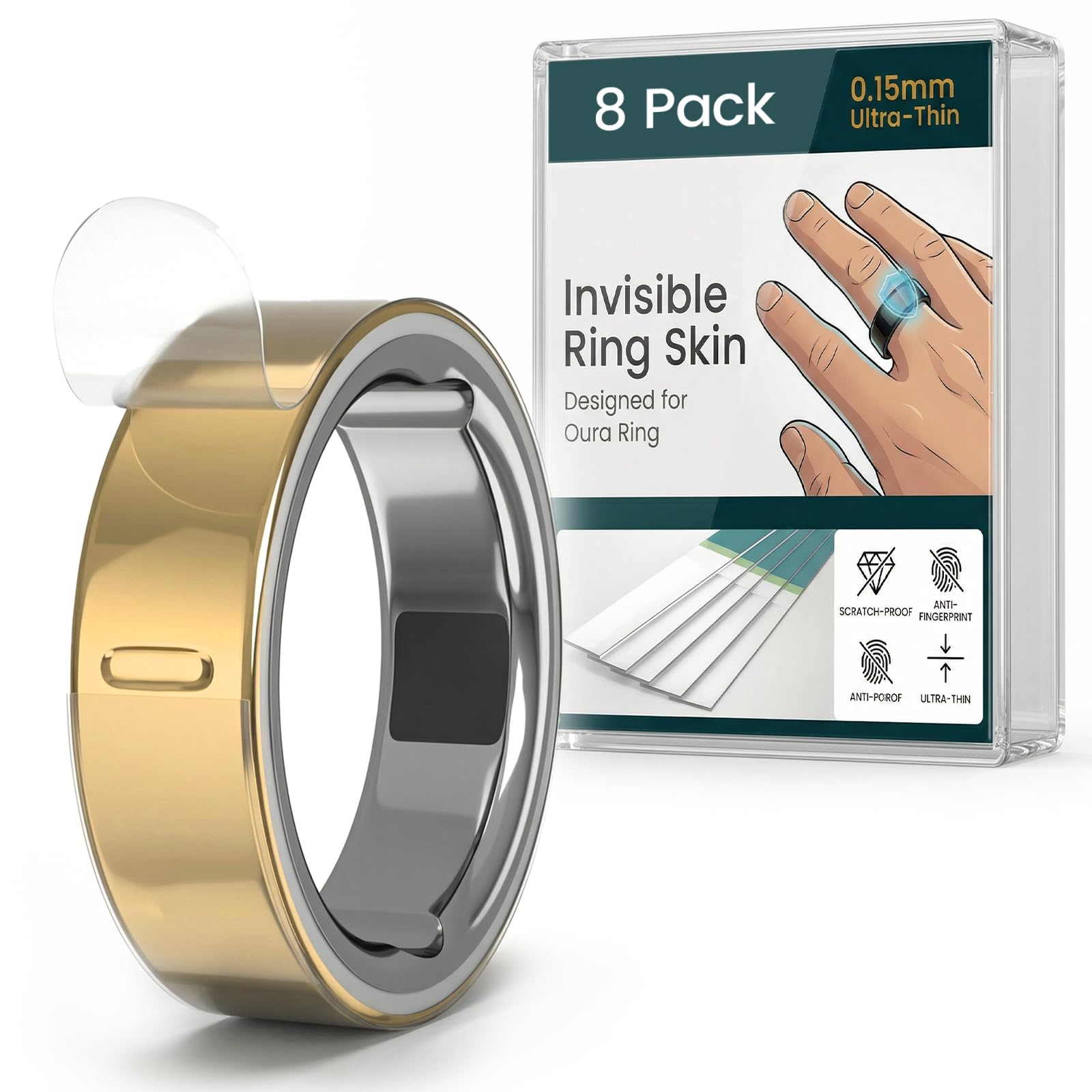 8 Pack Clear Skin Cover for Oura Ring Gen 4/Gen 4 Ceramic/Oura Gen 3