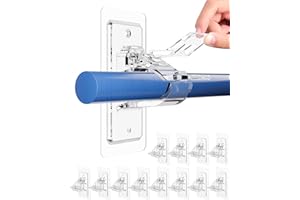 Antimbee 12-Pack No Drill Needed Curtain Rod Holders Brackets, Self Adhesive Rod Holder Hooks, Multipurpose Nail Free Stick on Curtain Rod Hooks