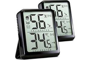 Antonki 2-Pack Digital Hygrometer Indoor Thermometer, Room Temperature Thermometer and Humidity Monitor, Humidity Sensor for 