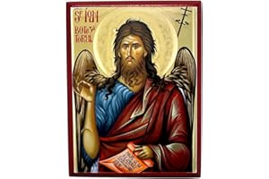 Wooden Byzantine Orthodox Christian Icon of Prophet John the Forerunner and Baptist of Christ/Saint John the Baptist (4" x 5"