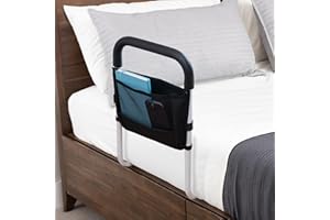 HONEYBULL Bed Rails for Elderly Adults - Medical Bed Assist Rail with Support Bar, Storage Bag & Safety Strap, Fits King, Queen, Full, and Twin Beds – Mobility Assistance for Elderly or Disabled