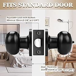 Probrico (3 Pack) Black Round Entry Door Knobs with