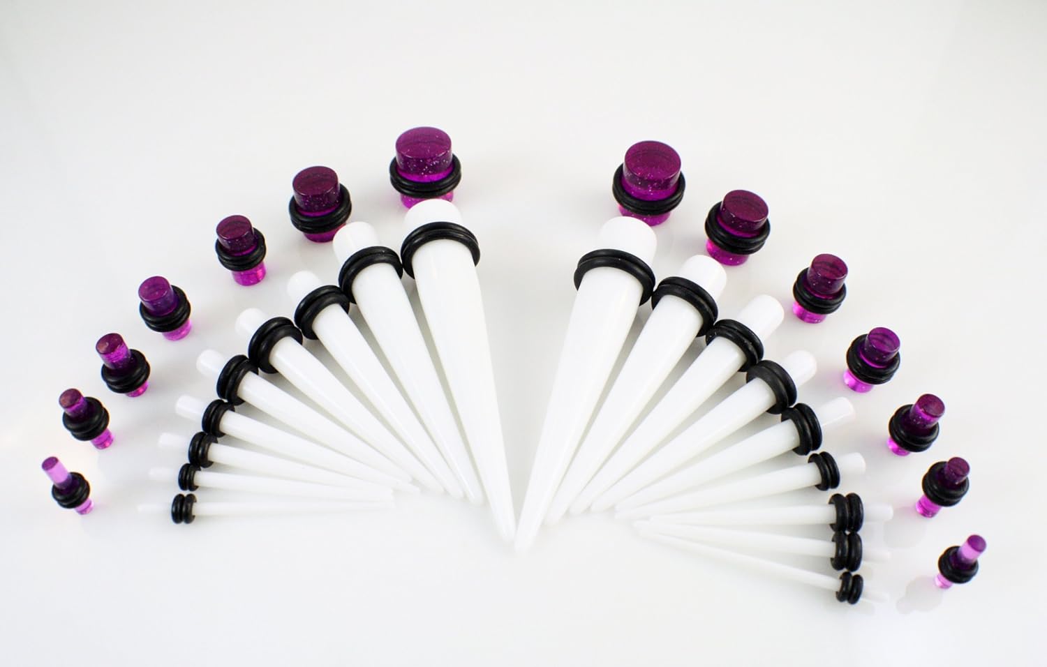 32 Piece Ear Stretching Taper Kit Includes 18 Pc White Ear Taper 1