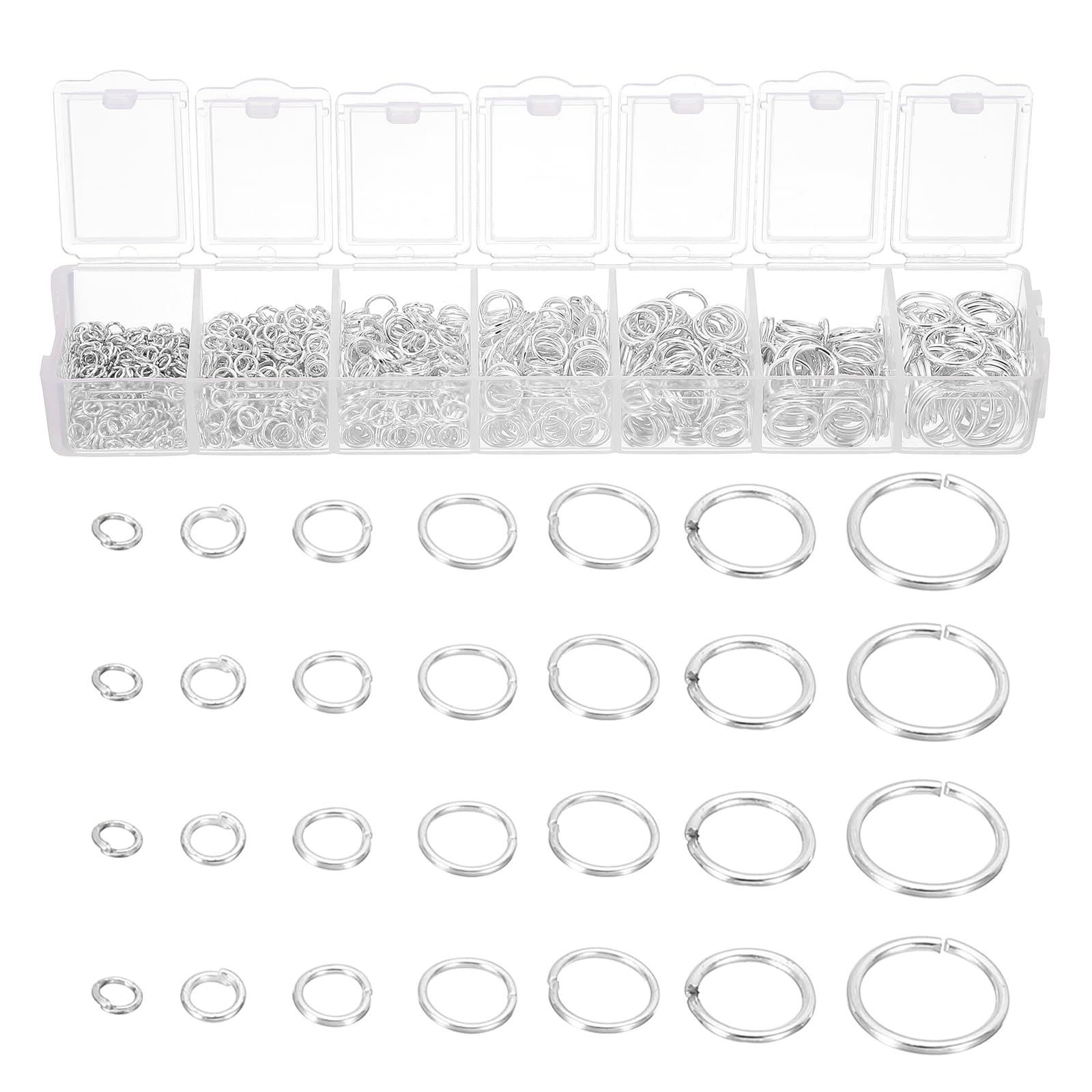 PATIKIL Jewelry Making Accessories Set, 4-10mm Open Jump Rings for Bracelet Necklace Making Findings Jewelry DIY, Silver