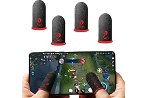 ARIMILK Gaming Finger Sleeves,4 Pack Gamer Thumb Protector/Pubg Finger Sleeve, Super Conductive Silver Fiber 128 Stitches, Anti-Sweat, Non-Slip, Ultra-Thin and Highly Sensitive for Gaming(Red)