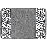 Zahari Home Sinatra Modern Bathroom Rug Classic Luxury Bath Rug Contemporary Decor Silver Bath Mat for Shower Unique Design Stylish Bathroom Rug Bath Shower Tub Decor Bling Silver