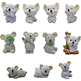Pinenjoy 11Pcs Cute Mini Koala Bear Figurines Mini Resin Koala Cake Toppers Figures for DIY Dollhouse Fairy Garden Micro Landscape Bonsai Craft Birthday Decors