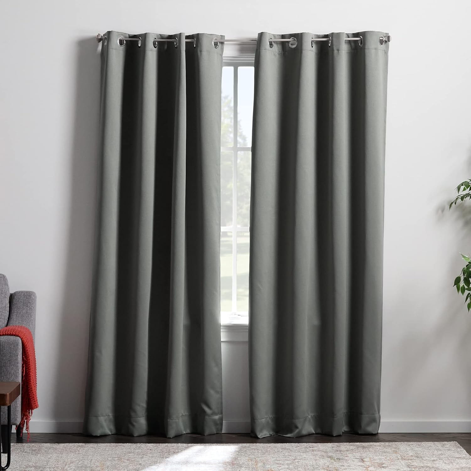 Window Treatments - Linenspa 100% Blackout Curtain 2 Panels Set - Gray Curtains - Thermal Insulated, Noise Reducing - Dorm Room Essentials, 52 x 84