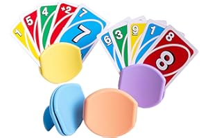 BORICO 4 Pack Playing Card Holders for Kids & Adults - Handheld/Tabletop Use/Drawstring Pouch, Perfect for Game Nights & Travel (4 Colors)